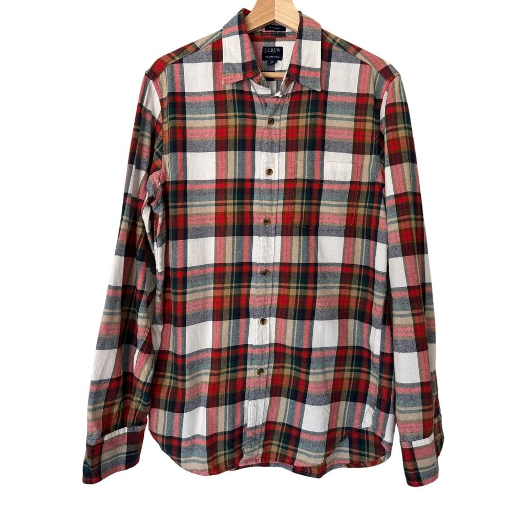 J. Crew Mens Classic Plaid Flannel Shirt Long Sleeve‎ Button Down Size Small